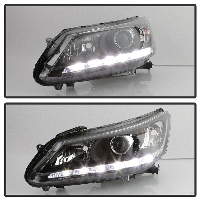 SPYDER xTune 13-15 Honda Accord Sedan (Halogen Only) LED DRL OEM Headlights - Black (HD-JH-HA13-4D-LED-BK) 9040719