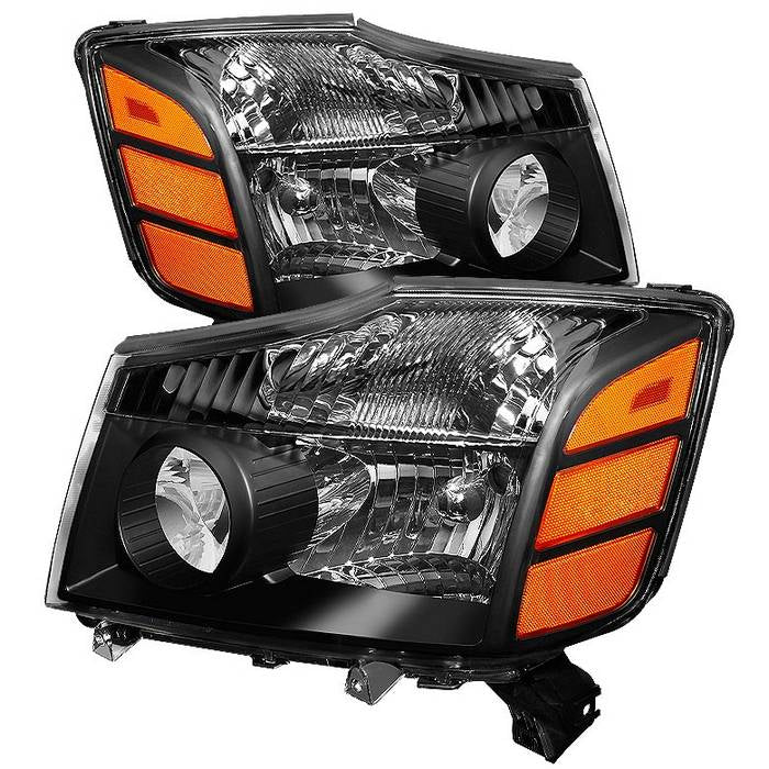 SPYDER Xtune Nissan Titan 04-14 / Armada 04-07 OEM Amber Head Lights Set Black HD-JH-NTI04-AM-BK 5077080