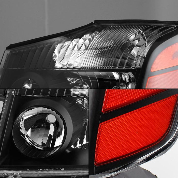 SPYDER Xtune Nissan Titan 04-14 / Armada 04-07 OEM Amber Head Lights Set Black HD-JH-NTI04-AM-BK 5077080
