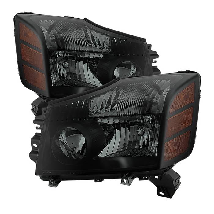 SPYDER Xtune Nissan Titan 04-14 (04-07 OE Style ) OEM Amber Head Lights Set Black Smoked HD-JH-NTI04-AM-BSM 9030383