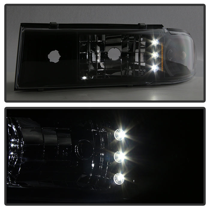 SPYDER Xtune Chevy Caprice 91-96 / Impala 91-96 1Pc LED Crystal Headlights Black HD-ON-CCP91-1PC-LED-BK 5031631