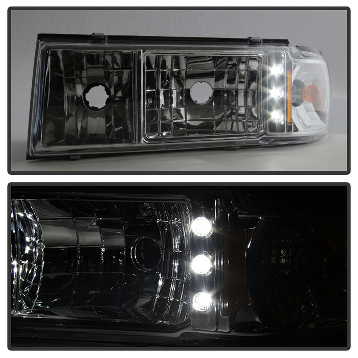 SPYDER Xtune Chevy Caprice 91-96 / Impala 91-96 1Pc LED Crystal Headlights Chrome HD-ON-CCP91-1PC-LED-C 5031624
