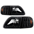 SPYDER Xtune Ford F150 97-03 Crystal Headlights w/ Clear LED Corners Black HD-ON-FF15097-LED-SET-BK 5014184