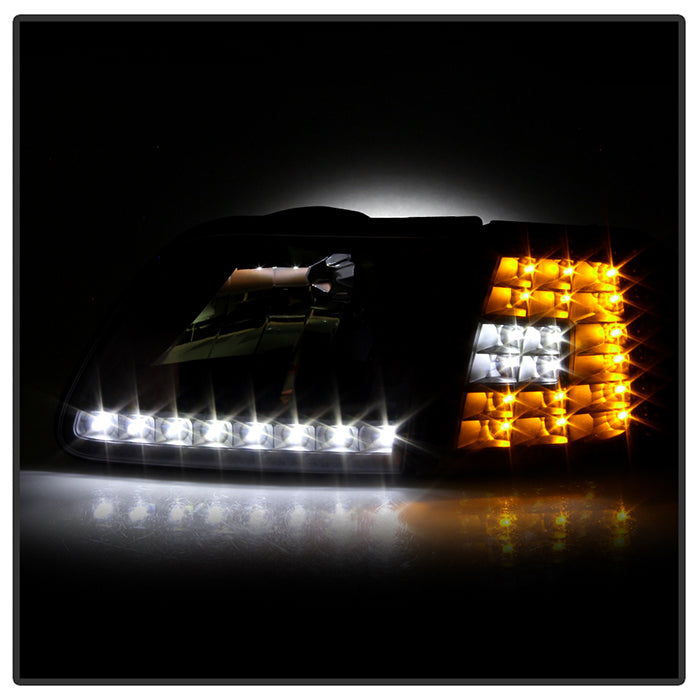 SPYDER Xtune Ford F150 97-03 Crystal Headlights w/ Clear LED Corners Black HD-ON-FF15097-LED-SET-BK 5014184