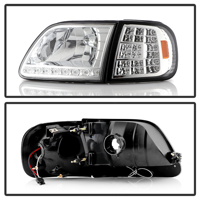 SPYDER Xtune Ford F150 97-03 Crystal Headlights w/ Clear LED Corners Chrome HD-ON-FF15097-LED-SET-C 5014191