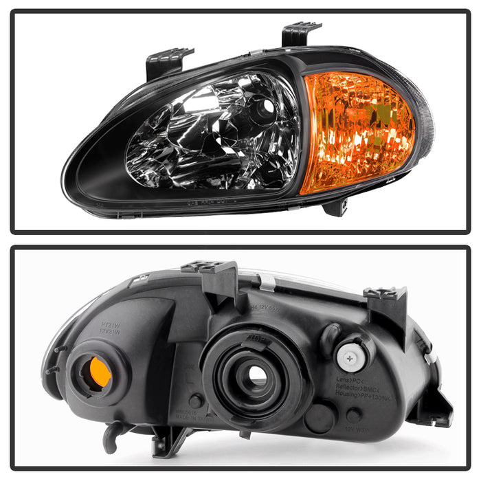 SPYDER Xtune Honda Del Sol 93-97 1Pc Amber Crystal Headlights Black HD-ON-HDEL93-1P-AM-BK 5013408