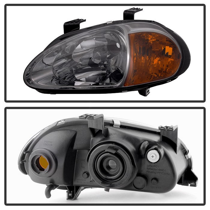 SPYDER Xtune Honda Del Sol 93-97 1Pc Amber Crystal Headlights Smoke HD-ON-HDEL93-1P-AM-SM 5014818