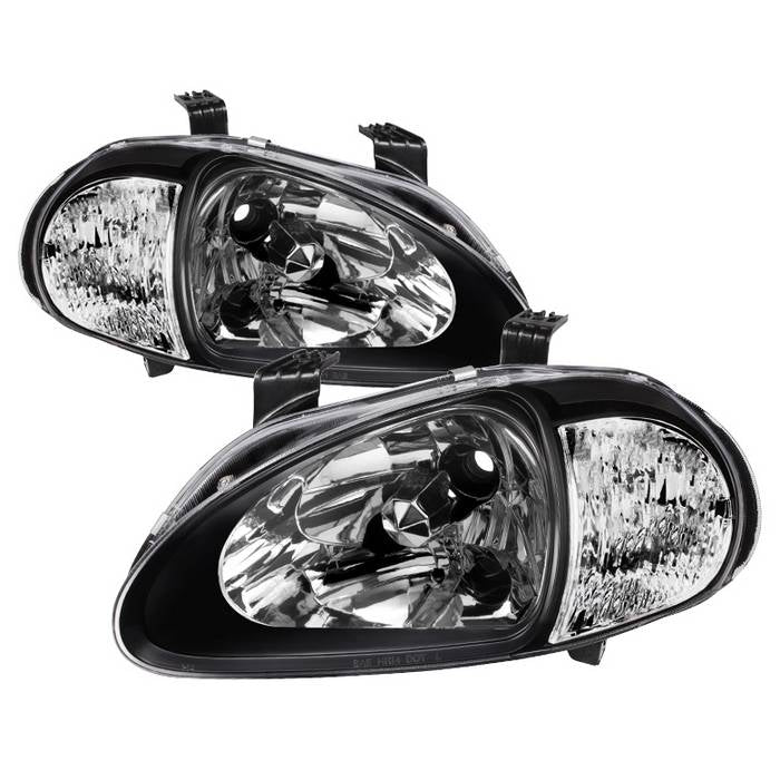 SPYDER Xtune Honda Del Sol 93-97 1Pc Crystal Headlights Black HD-ON-HDEL93-1P-BK 5014207