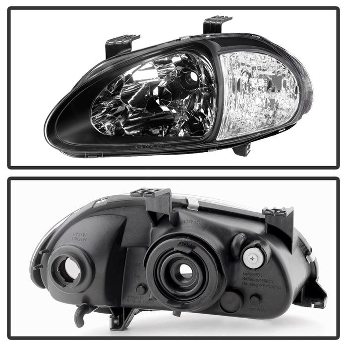 SPYDER Xtune Honda Del Sol 93-97 1Pc Crystal Headlights Black HD-ON-HDEL93-1P-BK 5014207