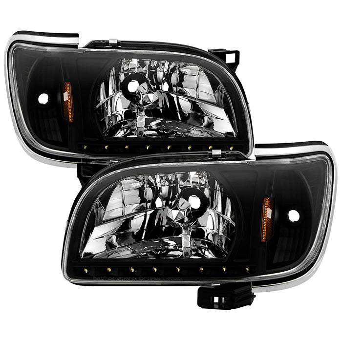 SPYDER Xtune Toyota Tacoma 01-04 1 Piece w/ Chrome Trim Crystal Headlights Black HD-ON-TT01-1PC-LED-CC-BK 5056221
