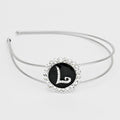 -L- Crystal Accented Initial Monogram Headband