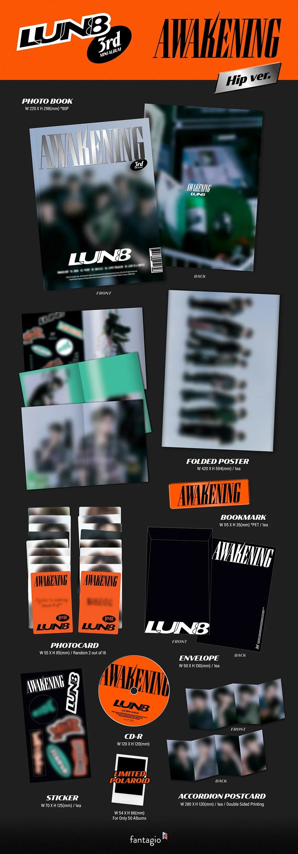 Lun8 3rd Mini Album - Awakening Photobook (Hip Ver)