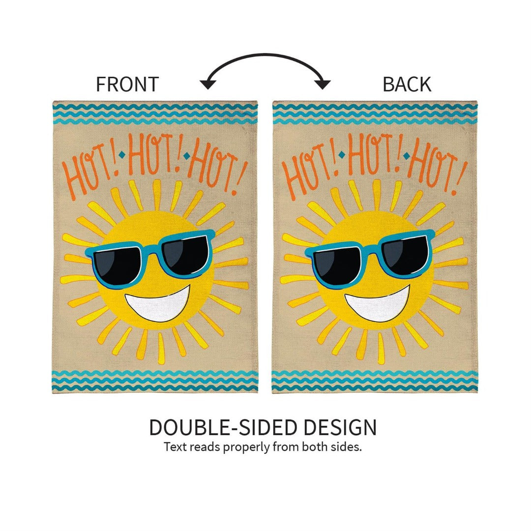 HOT HOT HOT Sunshine 2 Sided Garden Flag