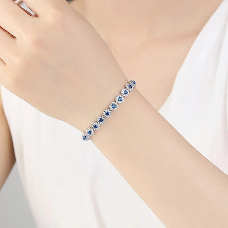 Cubic Zirconia Stone Silver Color Tennis Bracelet