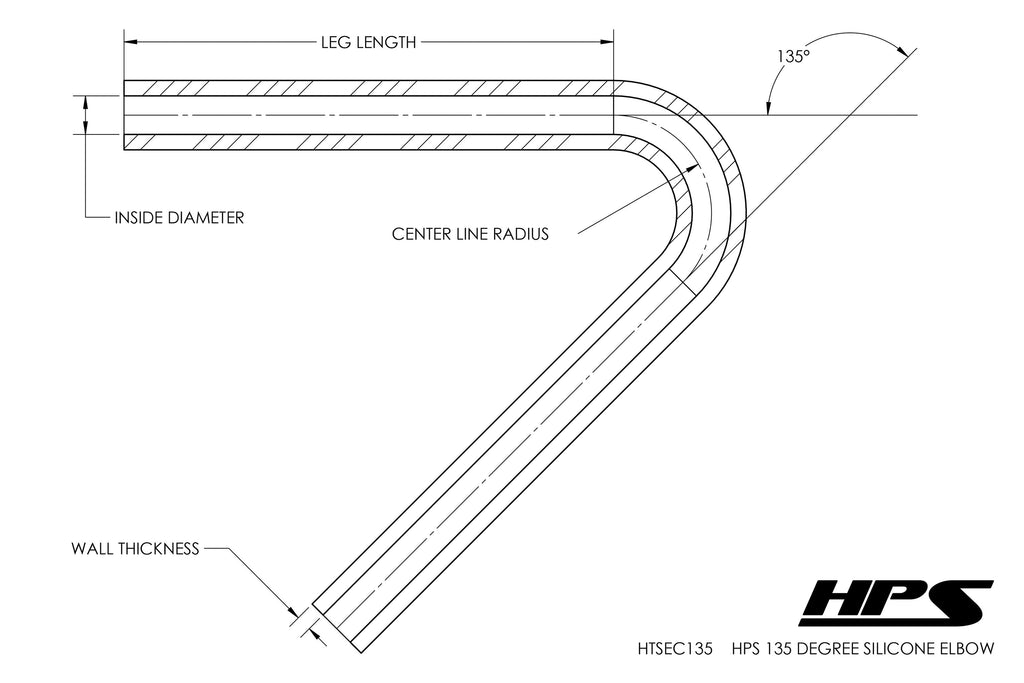 HPS Performance Products HPS 1-5/8" Silicone 135 Degree Elbow Coupler Hose, High Temp 4-ply Reinforced (41mm ID)