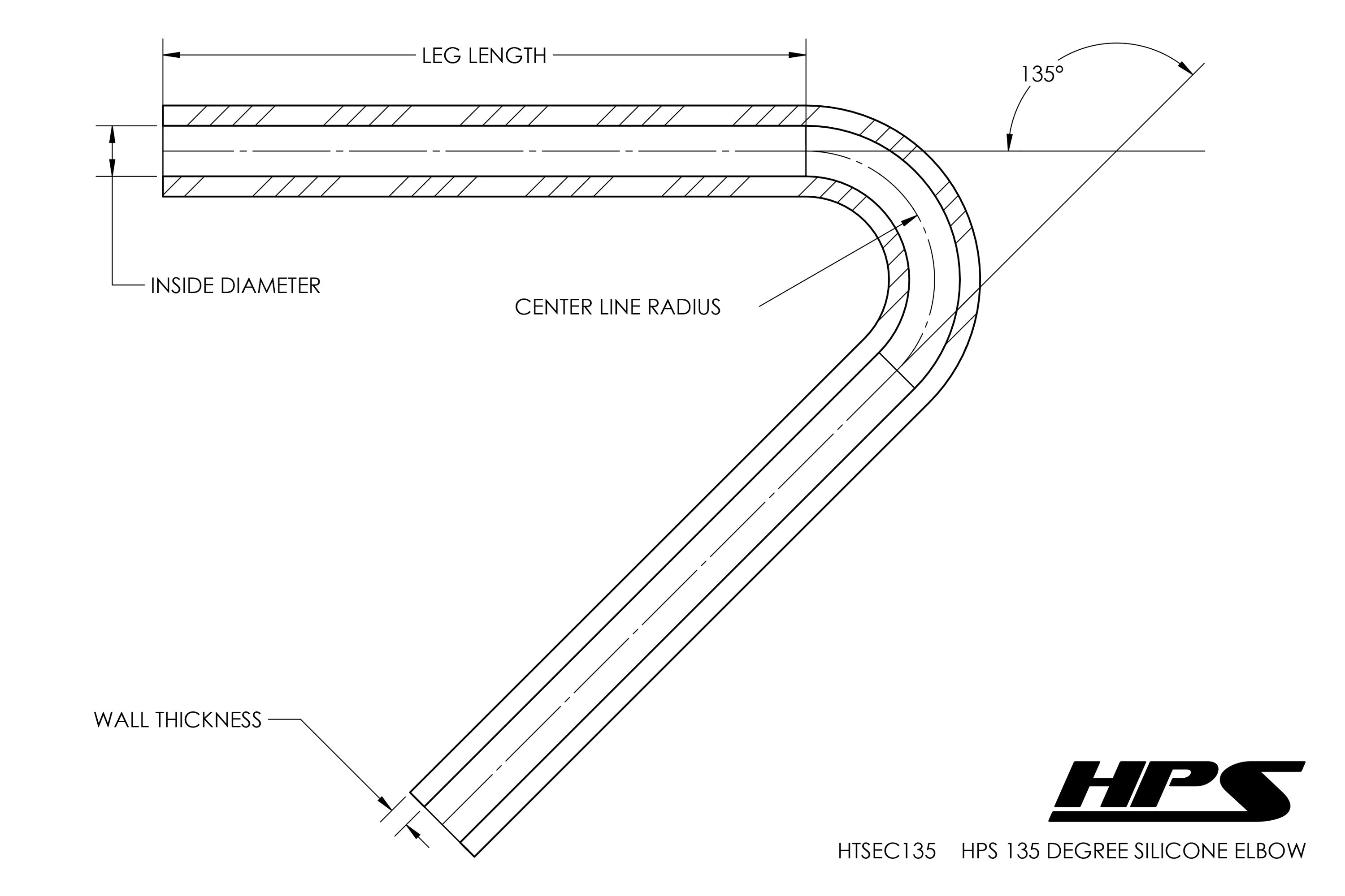 HPS Performance Products HPS 1-5/8" Silicone 135 Degree Elbow Coupler Hose, High Temp 4-ply Reinforced (41mm ID)