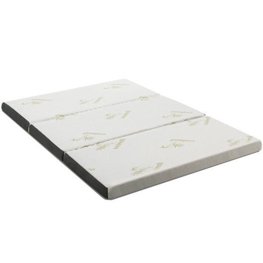 Portable Tri-fold Memory Foam Floor Mattress Topper Portable with Carrying Bag-M