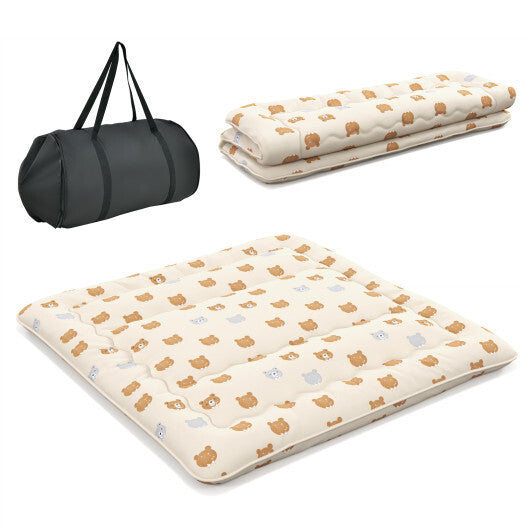 Foldable Futon Mattress with Washable Cover and Carry Bag for Camping-Full Size