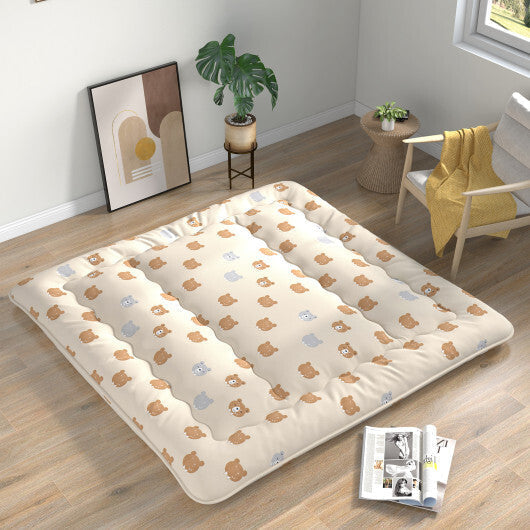 Foldable Futon Mattress with Washable Cover and Carry Bag for Camping-Full Size