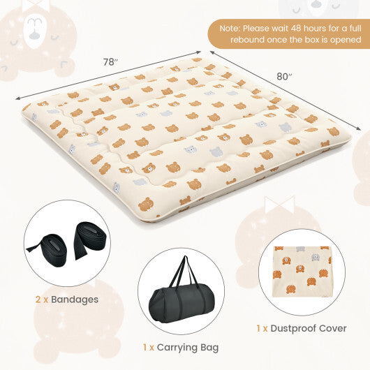 Foldable Futon Mattress with Washable Cover and Carry Bag for Camping-Full Size