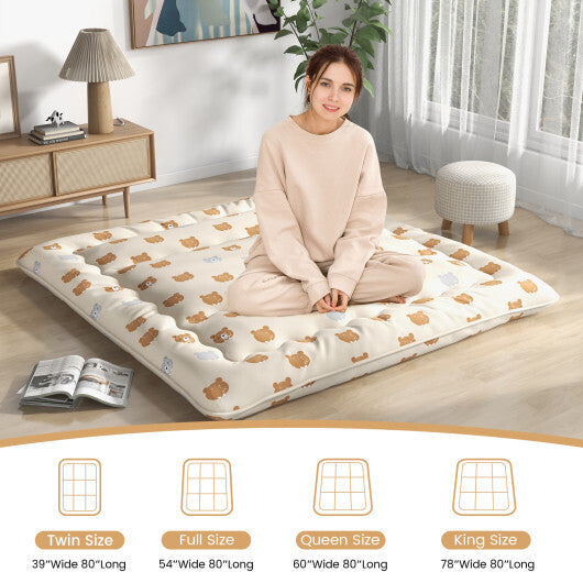 Foldable Futon Mattress with Washable Cover and Carry Bag for Camping-Full Size