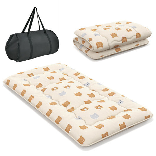 Foldable Futon Mattress with Washable Cover and Carry Bag for Camping-Full Size