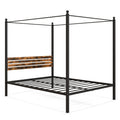 Queen Size Canopy Bed Frame with Under Bed Storage-Twin Size