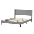 Twin/Queen Bed Frame with Linen Upholstered Wingback Headboard-Twin Size