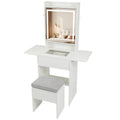 Space-saving Vanity Desk with Mirror and Lights for Bedroom-White