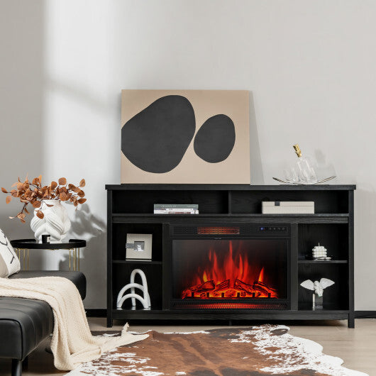 58 Inch TV Stand Entertainment Console Center with Adjustable Open Shelves-Black