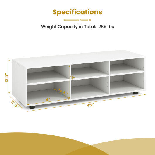 TV Stand for TV up to 55 Inch with 6 Storage Compartments-White