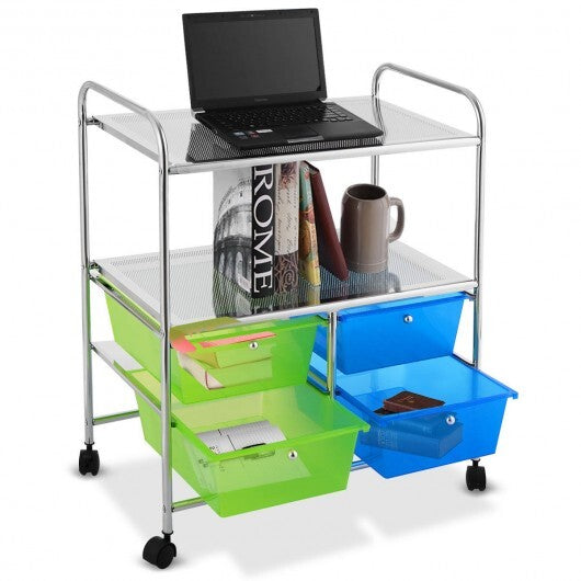 4 Drawers Shelves Rolling Storage Cart Rack-Clear