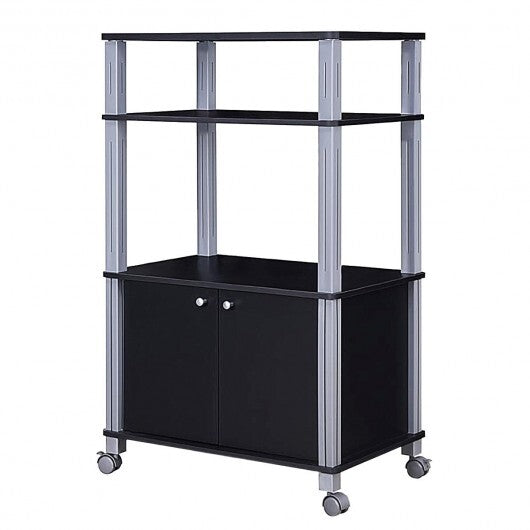 Microwave Rack Stand Rolling Storage Cart-Walnut