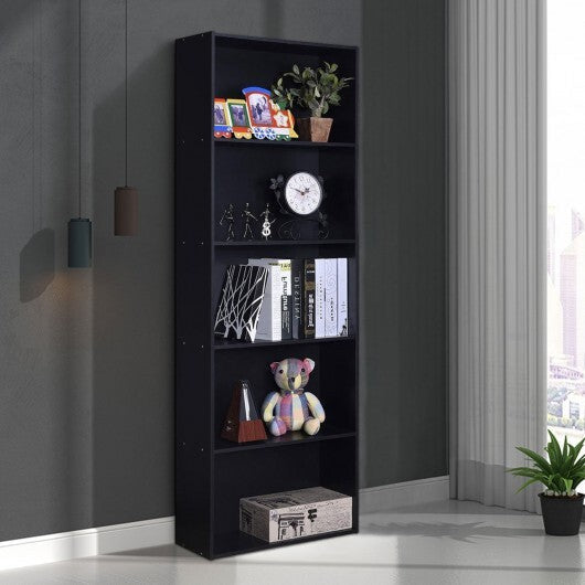 5-Shelf Storage Bookcase Modern Multi-Functional Display Cabinet-White