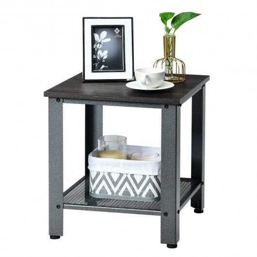 Industrial End Table 2-Tier Side Table-Black