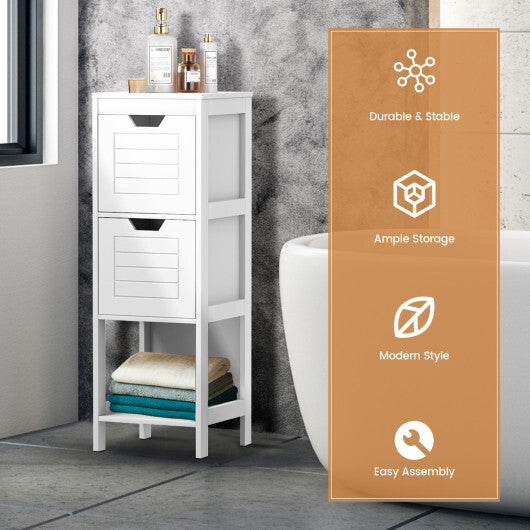 Bathroom Wooden Floor Cabinet Multifunction Storage Rack Stand Organizer-Black