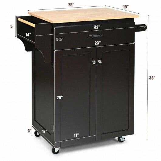 Utility Rolling Storage Cabinet Kitchen Island Cart with Spice Rack-White