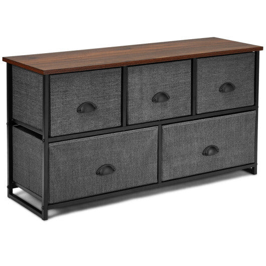 Dresser Storage Tower with 5 Foldable Cloth Storage Cubes-Black