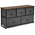 Dresser Storage Tower with 5 Foldable Cloth Storage Cubes-Black