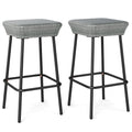 29.5 Inches Patio Bar Stools Set of 2 with Rattan Seat and Footrest