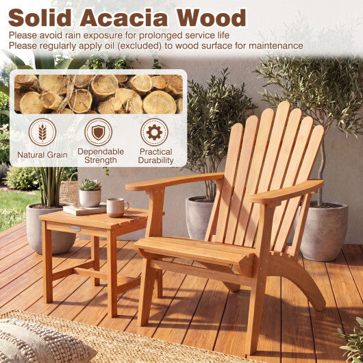 Acacia Wood Outdoor Patio Chair with 400 lbs Weight Capacity-Natural