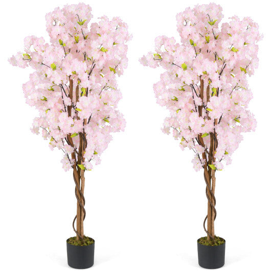 5 FT Tall Artificial Cherry Blossom Tree with Pink Flowers-1 Pack