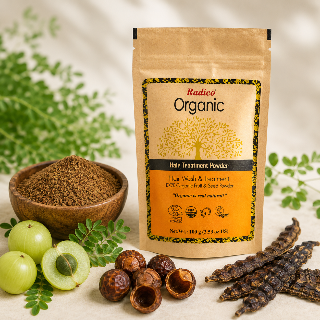 Ayurvedic Hair Treatment Powder - Organic Amla Reetha Shikakai Mix