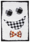 Halloween Plaid Ghost with Bowtie Garden Flag 2 Sided Burlap
