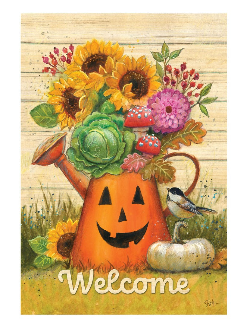 Halloween Watering Can 2 Sided Garden Flag