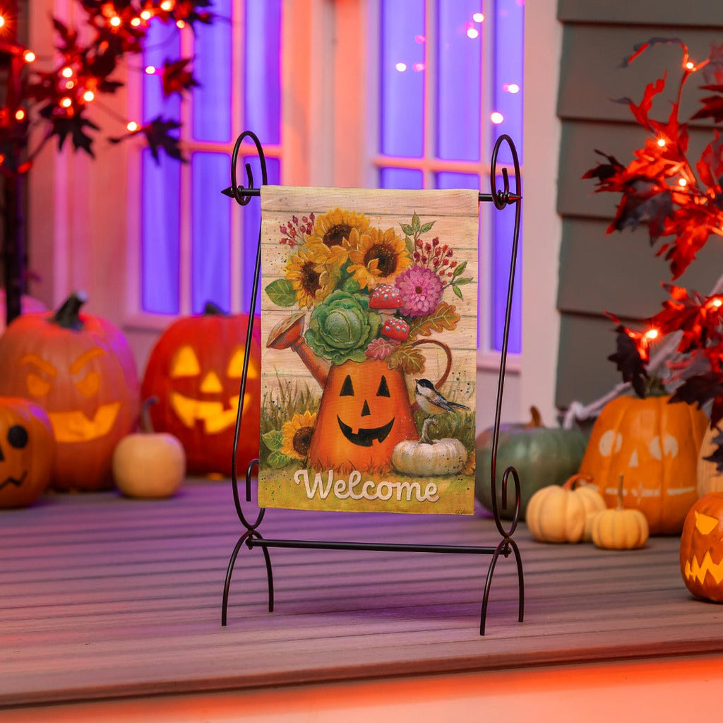 Halloween Watering Can 2 Sided Garden Flag