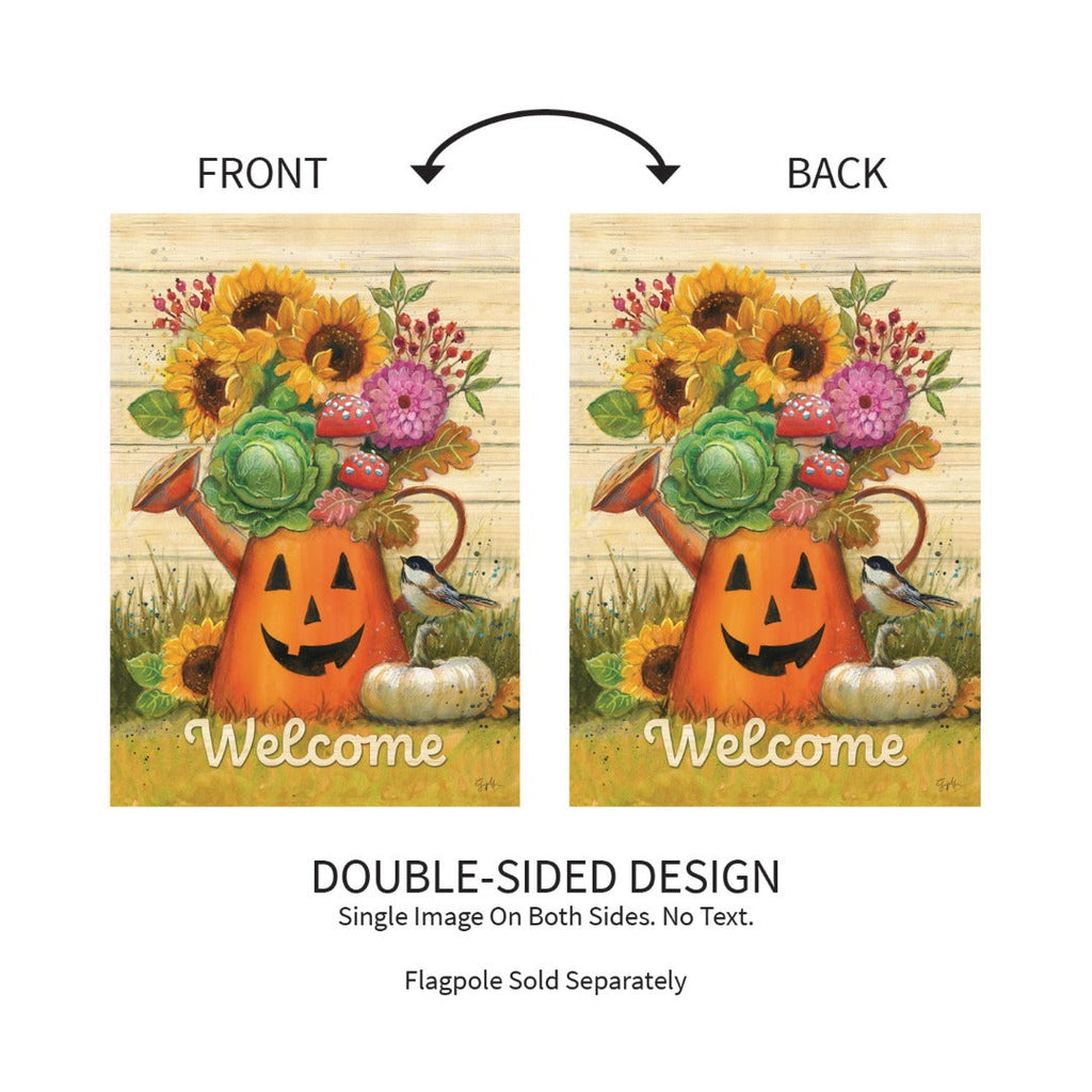 Halloween Watering Can 2 Sided Garden Flag