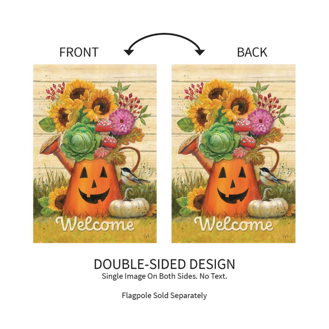 Halloween Watering Can 2 Sided Garden Flag
