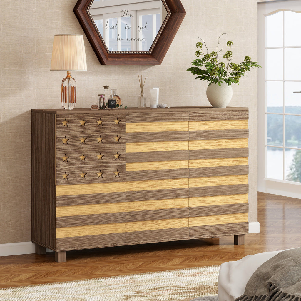 55" Hand-Carved Buffet Sideboard Cabinet | 2 Drawers & 3 Doors | Coffee Bar Console