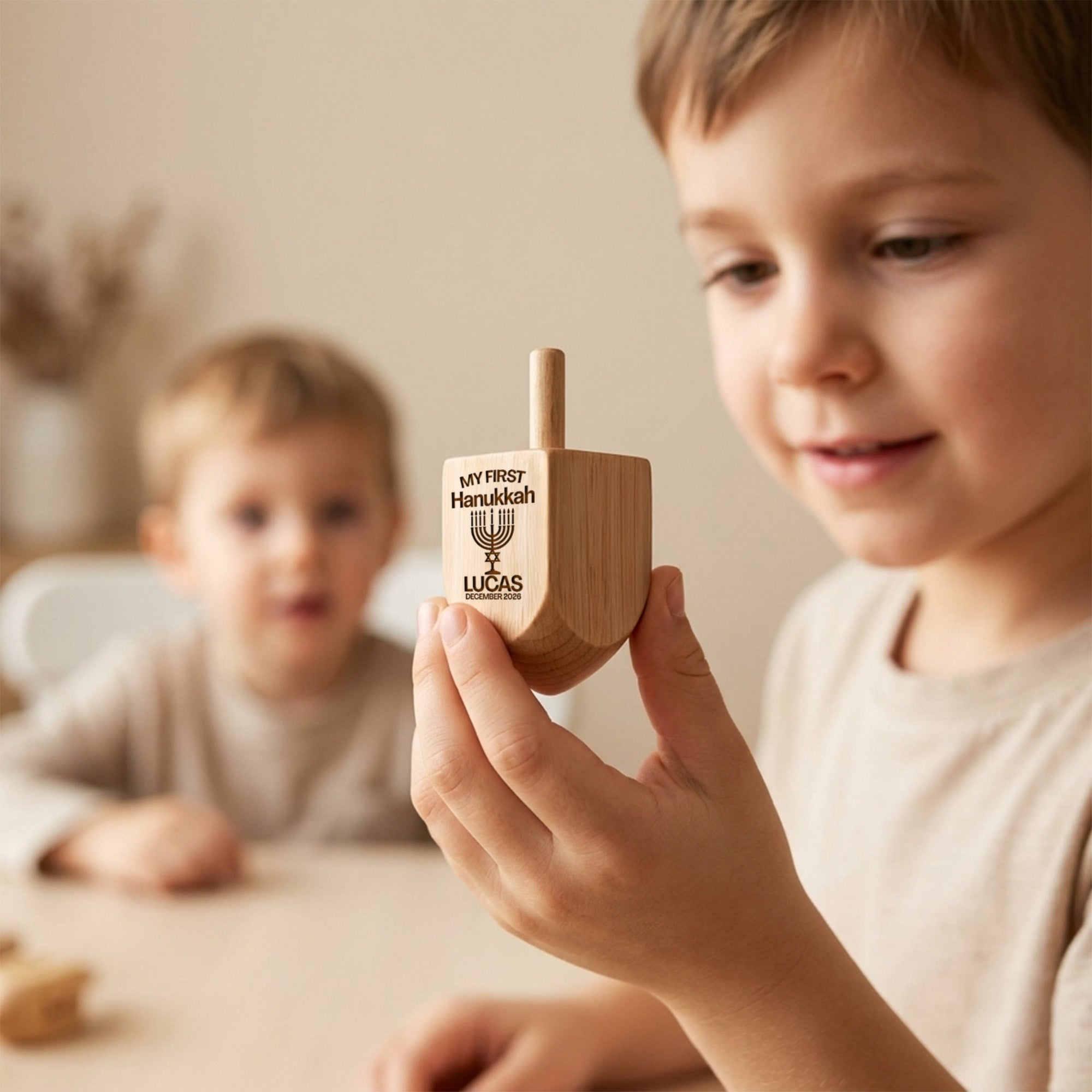 Personalized Wooden Dreidel for Kids Boys & Girls